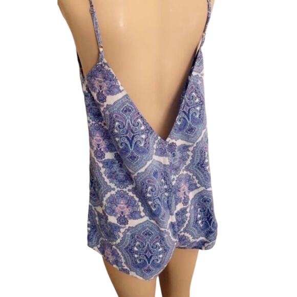 Victoria's Secret Women Small‎ Romper Pajama Blue Paisley Spaghetti Straps - Picture 3 of 13